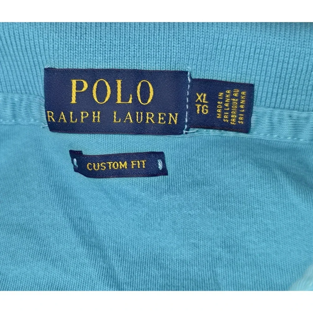 Polo Ralph Lauren Polo Shirt Mens XL Teal‎ Short Sleeve Gold Pony Logo